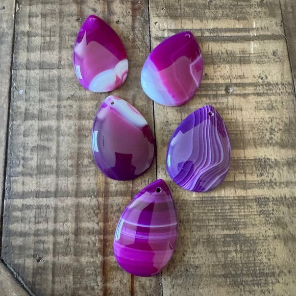 Large Tear Drop Violet Banded Agate Pendant/Cabochon - Picture 1 of 4